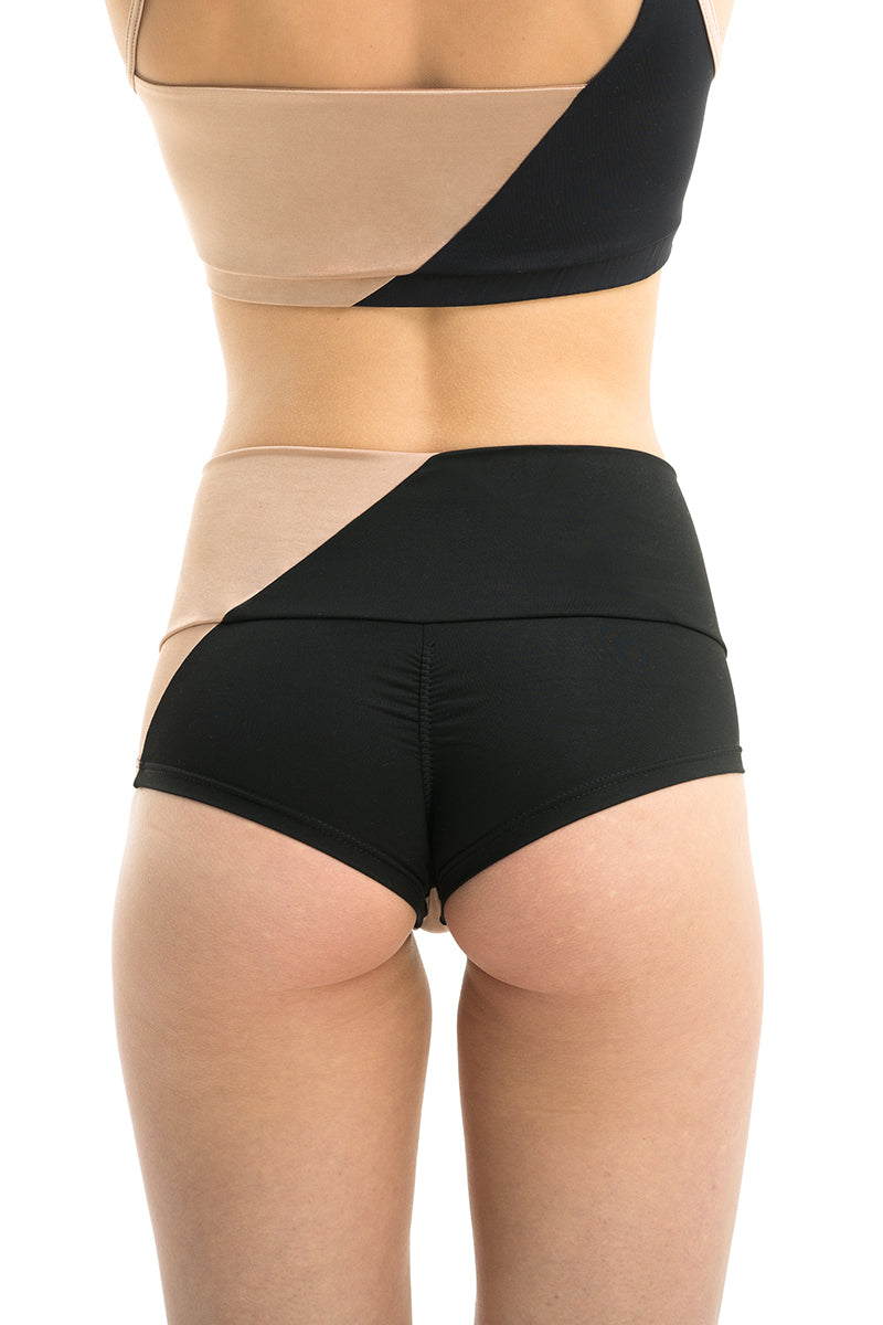 Poledancerka Movement High-Low Shorts - Black/Nude 01-Poledancerka-Pole Junkie