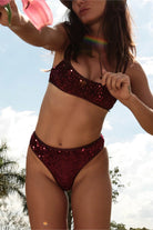 Rolling Vento Top - Burgundy Sequin-Rolling-Pole Junkie