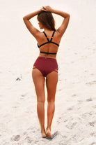 Lunalae High Waist Cross Section Shorts - Wine-Lunalae-Pole Junkie