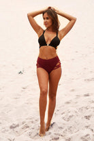 Lunalae High Waist Cross Section Shorts - Wine-Lunalae-Pole Junkie