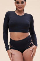 Lunalae Gia Long Sleeved Top - Recycled Black-Lunalae-Pole Junkie