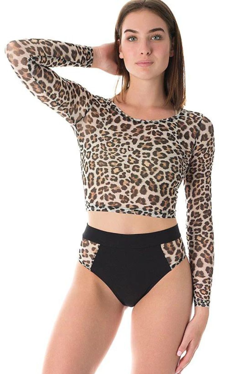 Dragonfly Pavi Crop Top - Leopard Mesh-Dragonfly-Pole Junkie