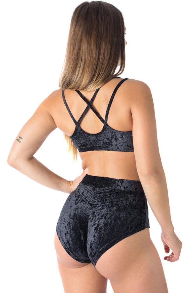 Dragonfly Lola High-Waisted Shorts - Velvet Black-Dragonfly-Pole Junkie