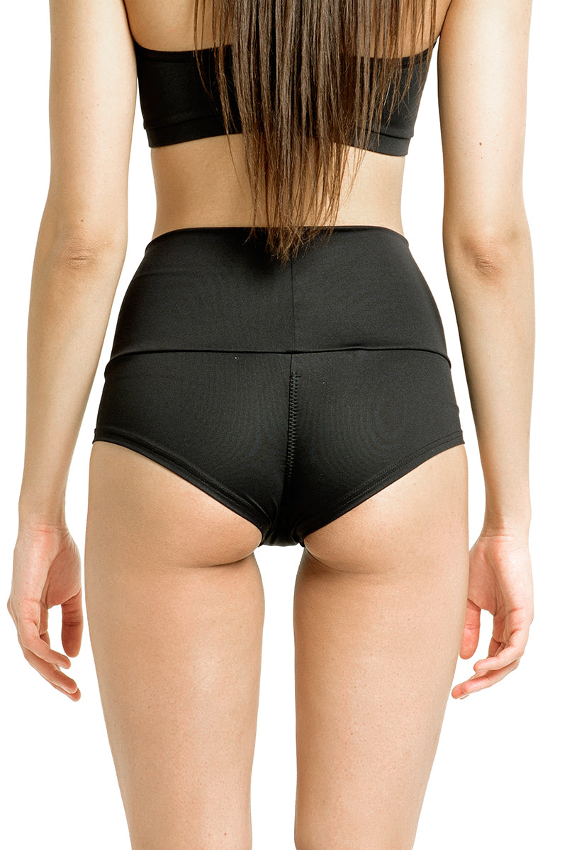 Poledancerka High-Low Brazil Shorts - Black-Poledancerka-Pole Junkie