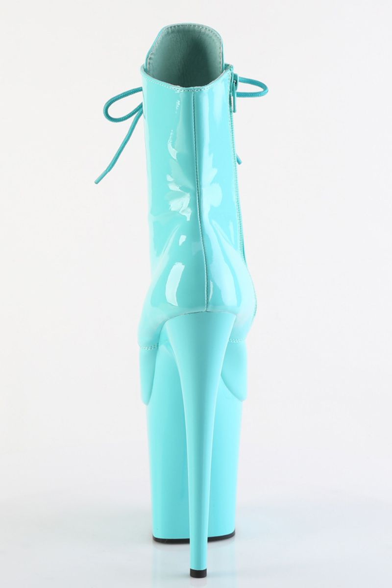 Pleaser USA Flamingo-1020 8inch Pleaser Boots - Patent Aqua-Pleaser USA-Pole Junkie
