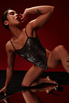 Rolling Eva Bodysuit - Silver Sequin-Rolling-Pole Junkie