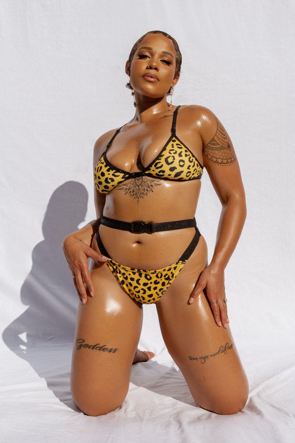 Creatures of XIX Buckle Up Bottoms - Yellow Leopard-Creatures of XIX-Pole Junkie