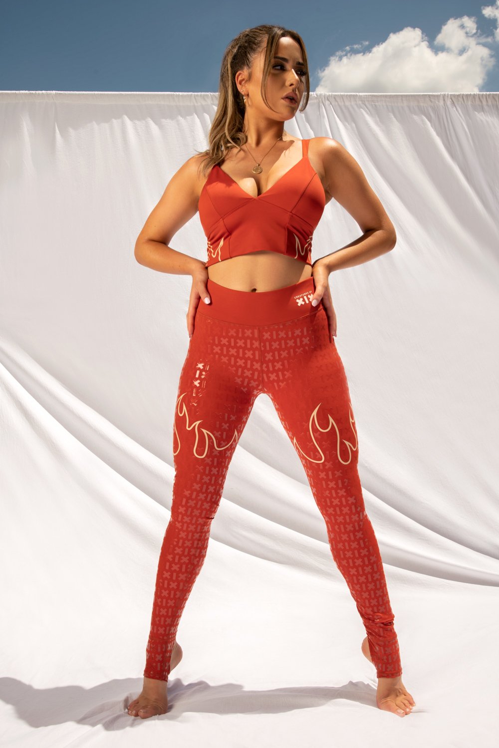 Creatures of XIX Fya Gecko Grip Leggings - Red-Creatures of XIX-Pole Junkie
