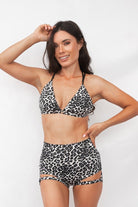 Lunalae Lure You High Waisted Garter Shorts - Grey Leopard-Lunalae-Pole Junkie