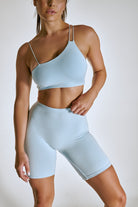 Creatures of XIX LuxLounge One Shoulder Illusion Top - Baby Blue-Creatures of XIX-Pole Junkie