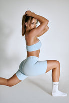 Creatures of XIX LuxLounge One Shoulder Illusion Top - Baby Blue-Creatures of XIX-Pole Junkie