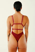 CXIX Aphrodite Bodysuit - Maroon Suede-Creatures of XIX-Pole Junkie