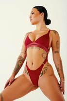 CXIX Aphrodite Bodysuit - Maroon Suede-Creatures of XIX-Pole Junkie