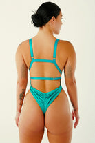 CXIX Aphrodite Bodysuit - Turquoise Satin-Creatures of XIX-Pole Junkie