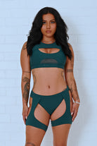 Creatures of XIX BaddieBabe Garter Bottoms - Teal-Creatures of XIX-Pole Junkie