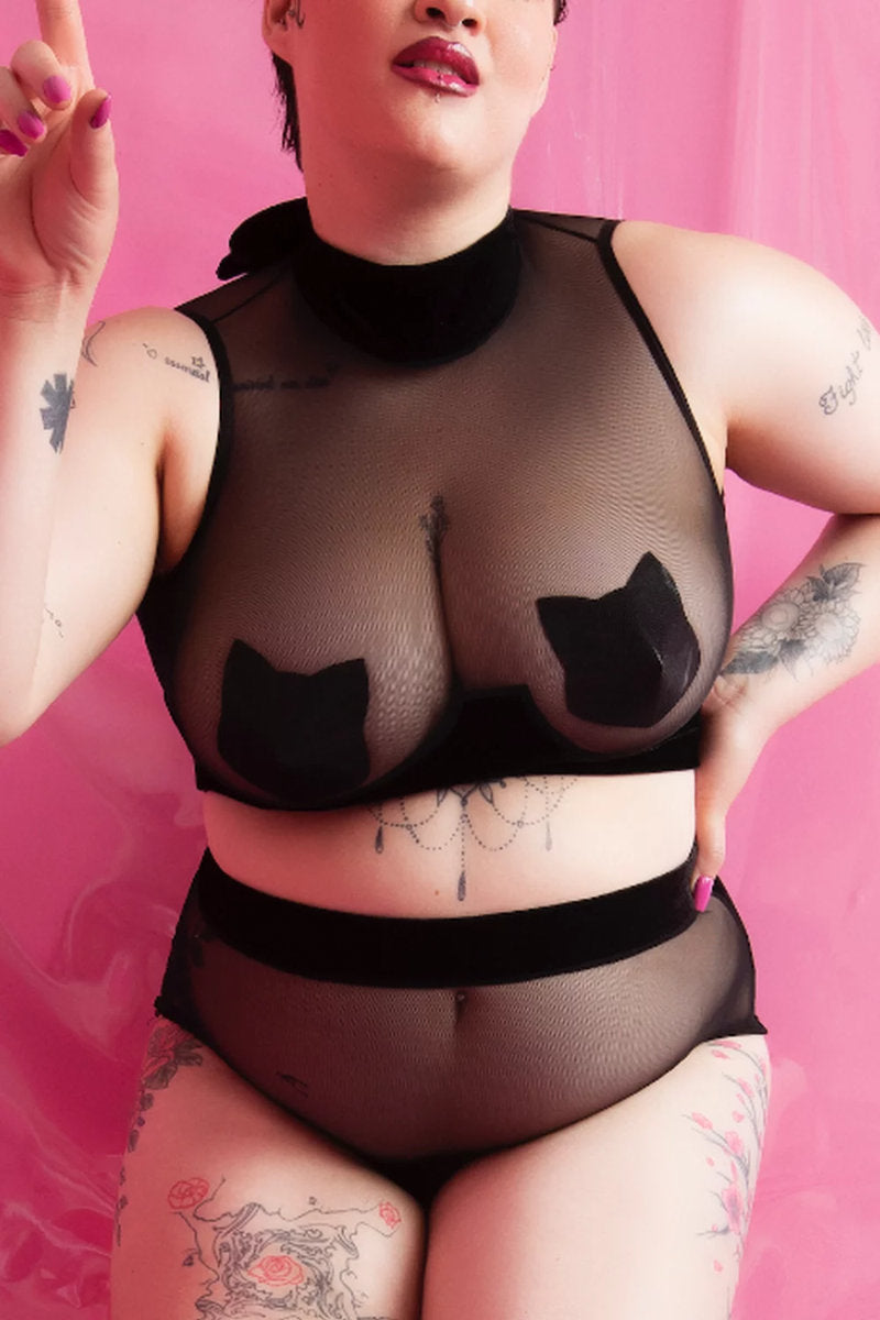 Rolling Meow Pasties - Vinyl Black-Rolling-Pole Junkie