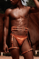 Rolling Double Buckle Belt Harness - Caramel-Rolling-Pole Junkie