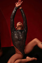Rolling Cindy Bodysuit - Silver Sequin-Rolling-Pole Junkie