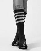Rolling Calf High Socks - Black and White Striped-Rolling-Pole Junkie