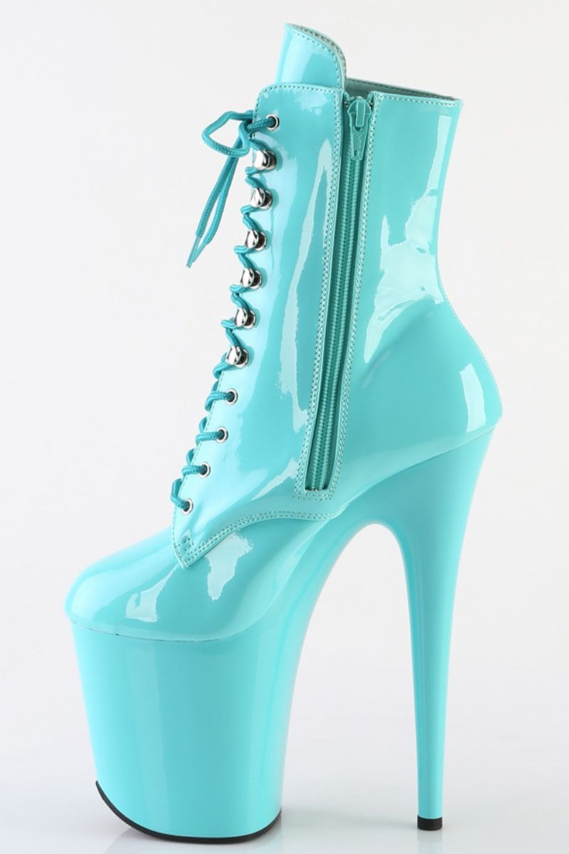 Pleaser USA Flamingo-1020 8inch Pleaser Boots - Patent Aqua-Pleaser USA-Pole Junkie