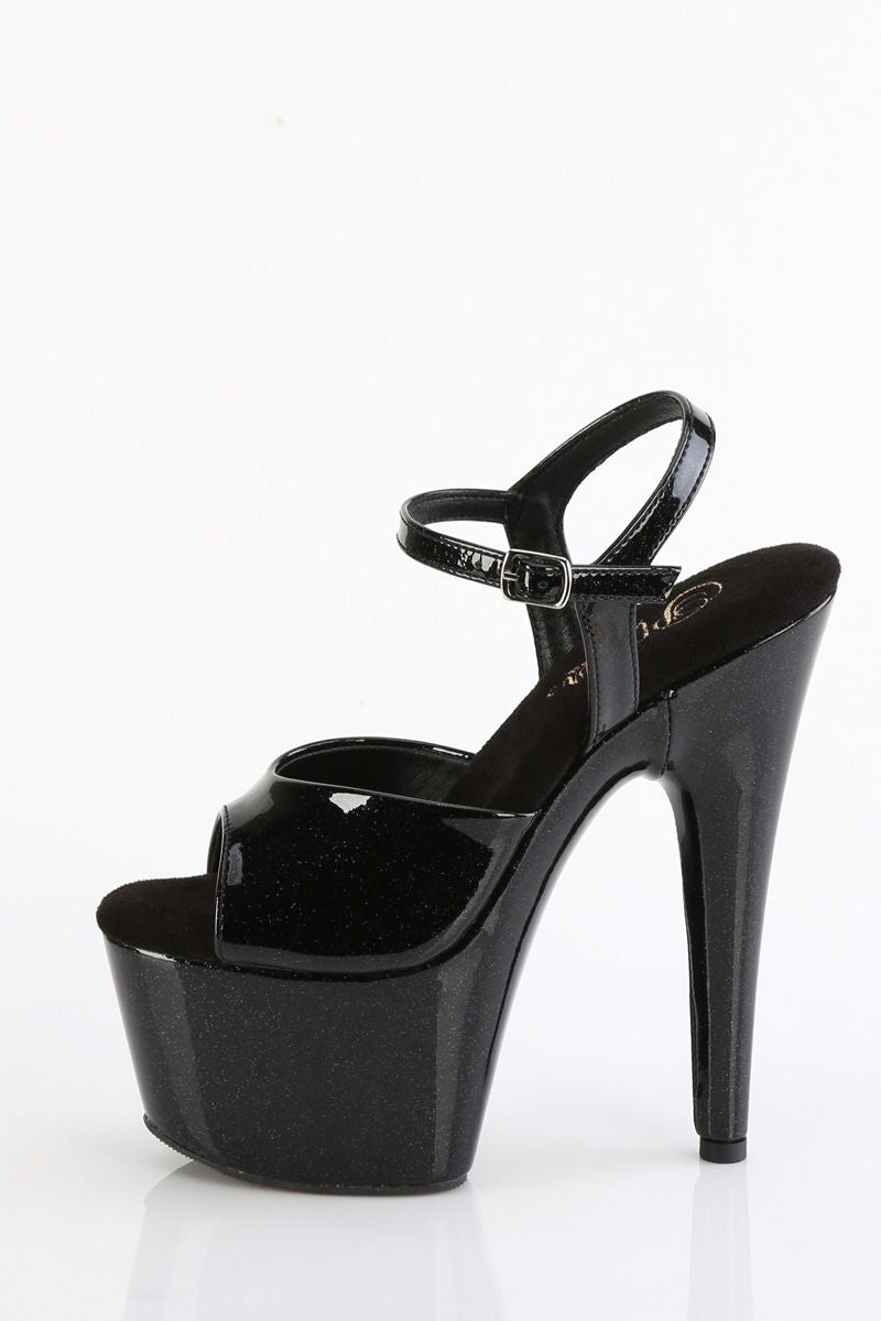 Pleaser USA Adore-709GP 7inch Pleasers - Black Glitter-Pleaser USA-Pole Junkie
