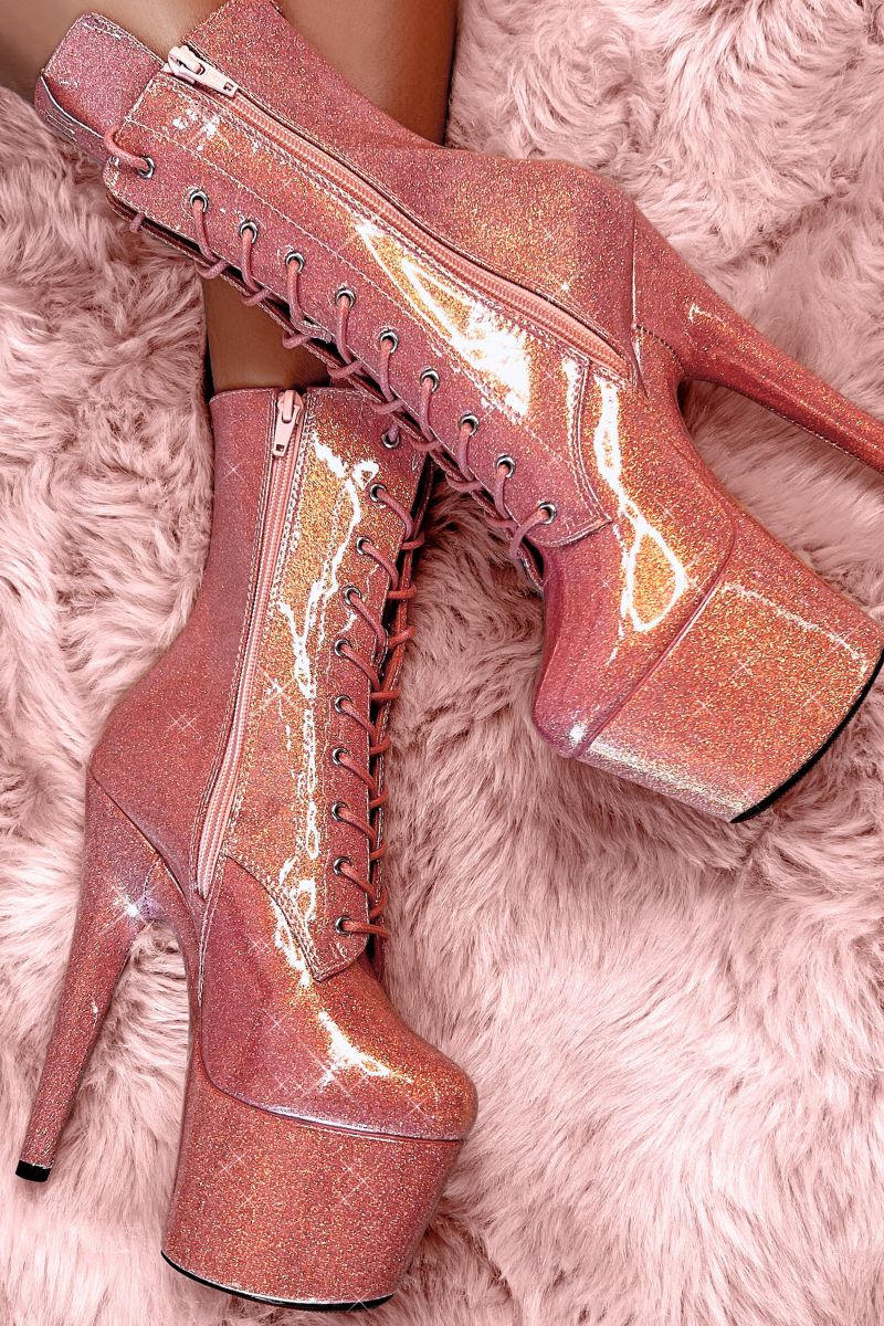 Hella Heels The Glitterati 7inch Boots - Feelin' Peachy
