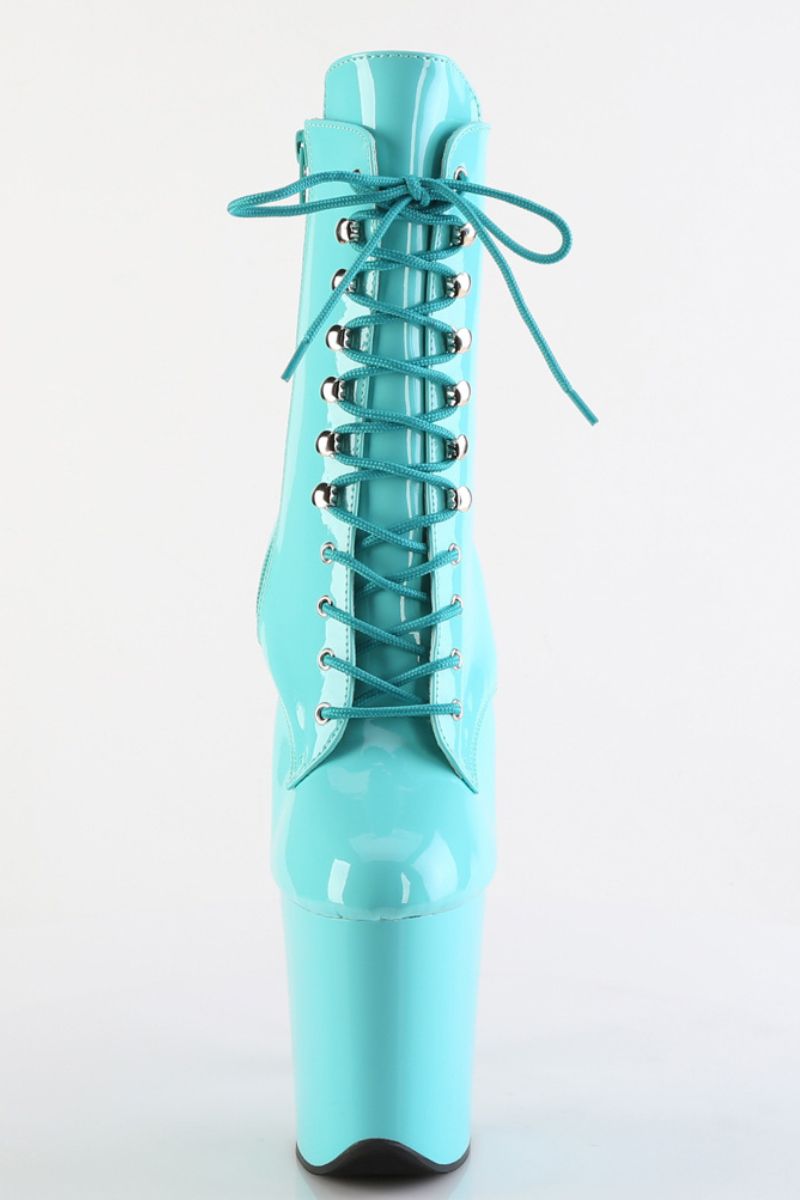 Pleaser USA Flamingo-1020 8inch Pleaser Boots - Patent Aqua-Pleaser USA-Pole Junkie