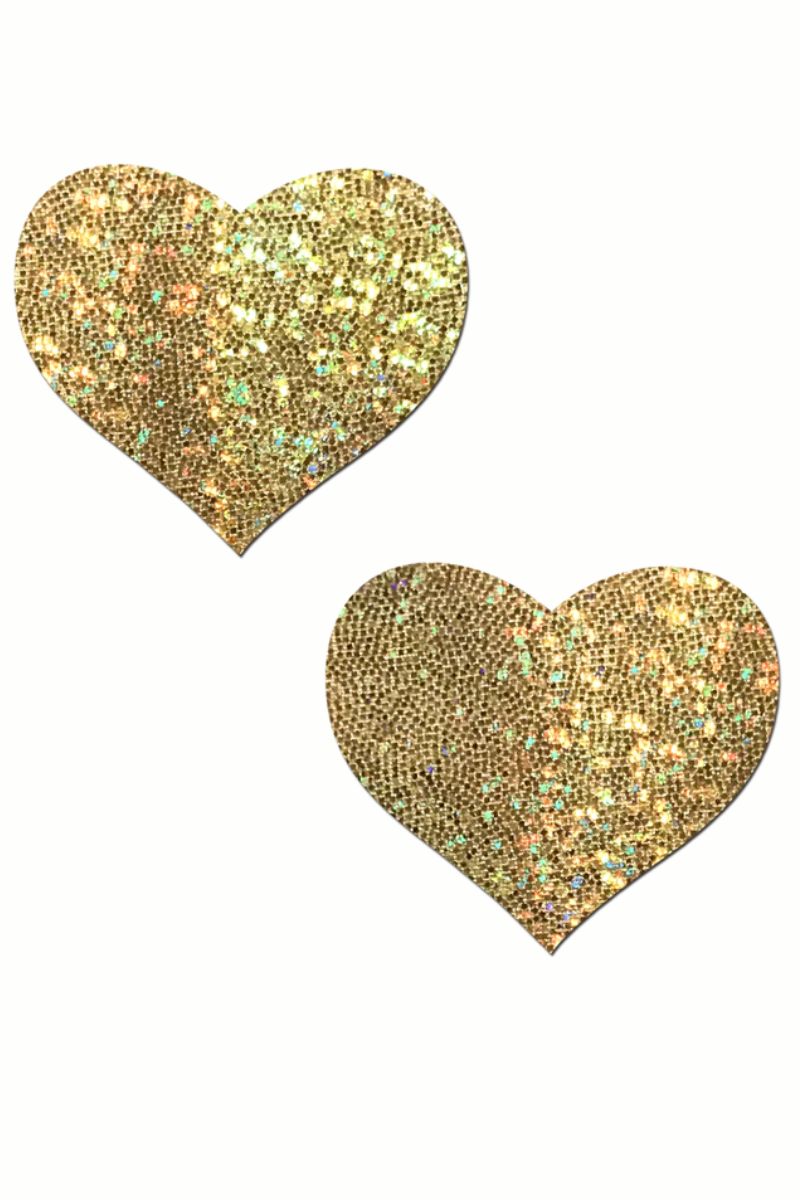 Pastease Heart Nipple Pasties - Glitter Gold