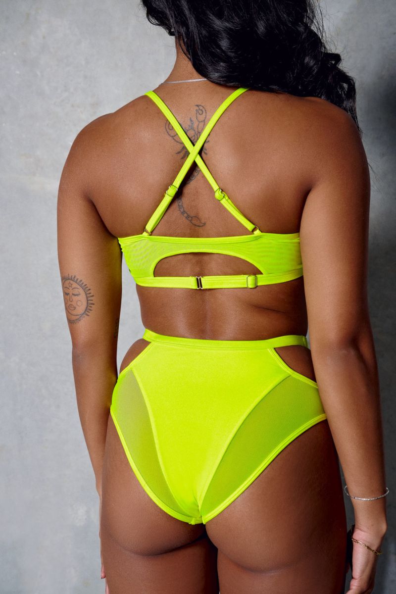 CXIX Classique Doubled Up Top - Neon Yellow-Creatures of XIX-Pole Junkie