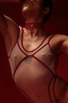 Rolling Halo Choker - Red/Gold-Rolling-Pole Junkie