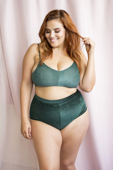 Lunalae Lana High Waist Shorts - Emerald Velvet-Lunalae-Pole Junkie