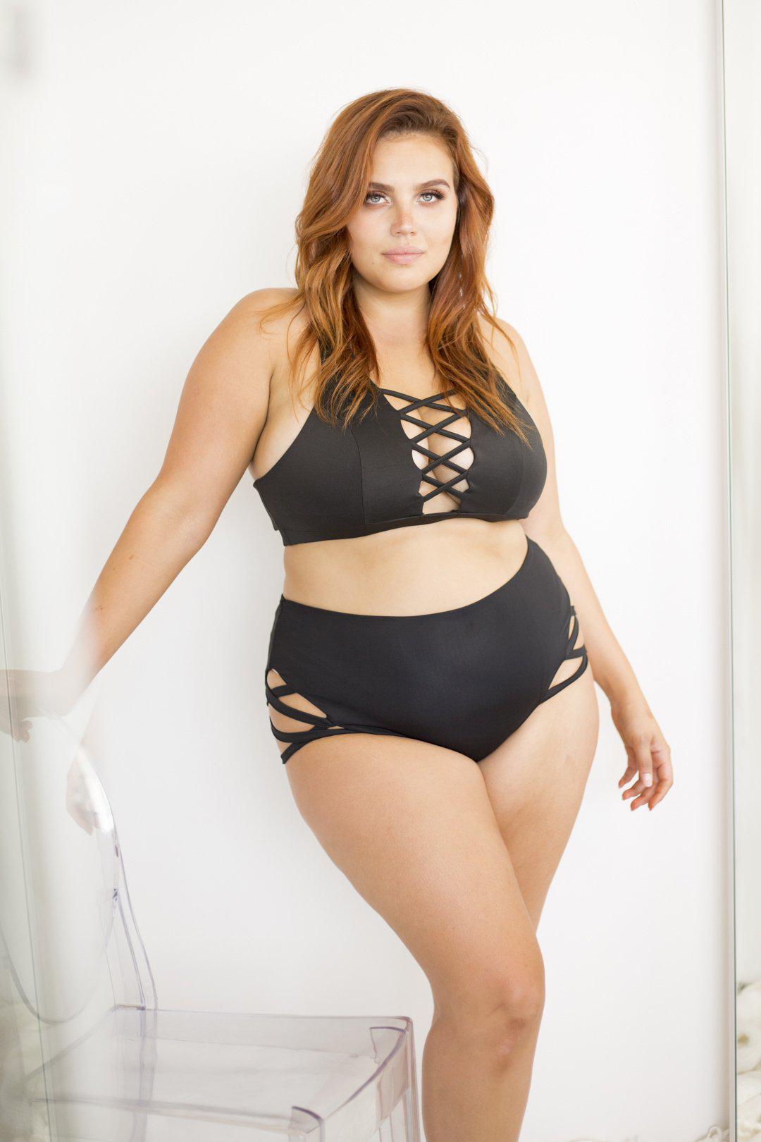 Lunalae High Waist Cross Section Shorts - Black-Lunalae-Pole Junkie