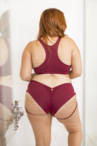 Lunalae Lure You Low-Rise Garter Shorts - Wine-Lunalae-Pole Junkie