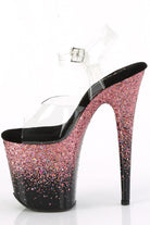 Pleaser USA Flamingo-808SS 8inch Pleasers - Black/Pink Glitter-Pleaser USA-Pole Junkie