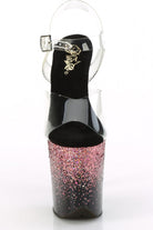 Pleaser USA Flamingo-808SS 8inch Pleasers - Black/Pink Glitter-Pleaser USA-Pole Junkie