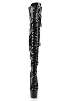 Pleaser USA Adore-3028 7inch Thigh High Pleaser Boots - Patent Black-Pleaser USA-Pole Junkie