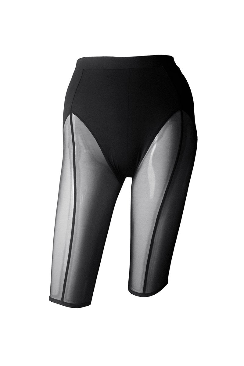 Hamade Activewear Mesh Garter Style Cycling Shorts - Black-Hamade Activewear-Pole Junkie