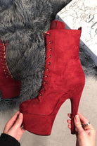 Hella Heels BabyDoll 7inch Boots - Dark Red-Hella Heels-Pole Junkie