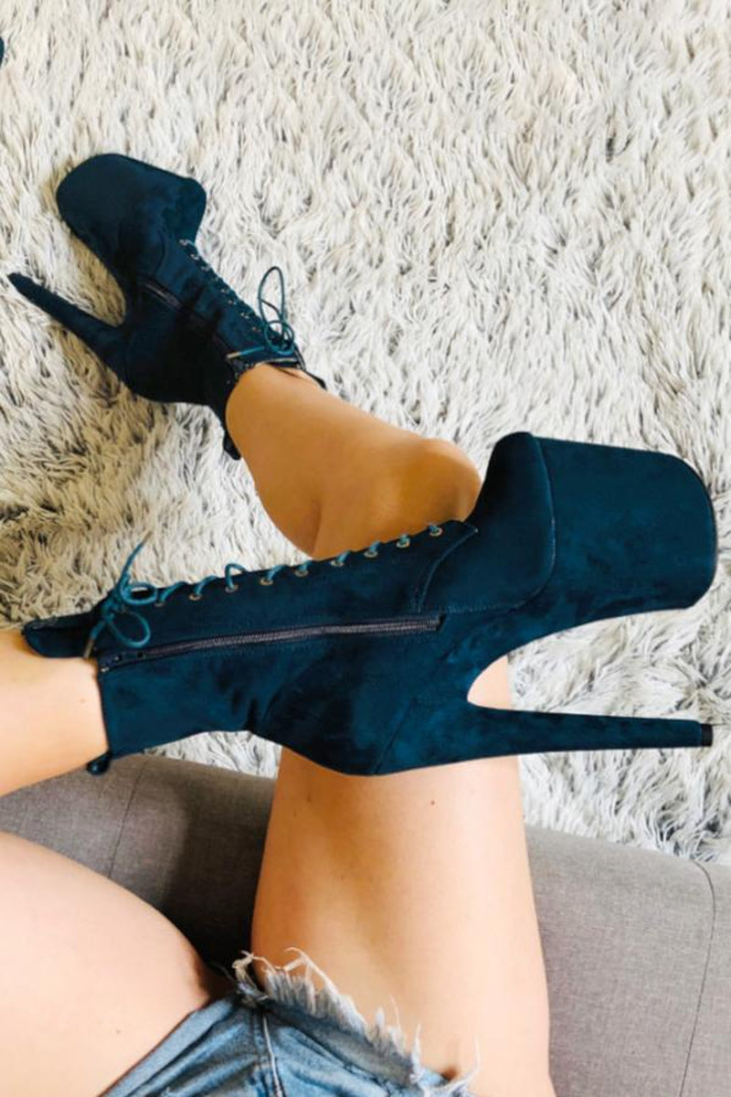 Hella Heels BabyDoll 8inch Boots - Teal-Hella Heels-Pole Junkie