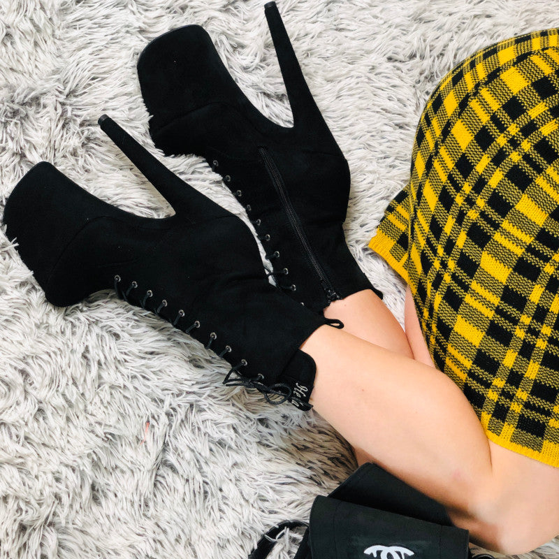 Hella Heels BabyDoll 8inch Boots - Black-Hella Heels-Pole Junkie