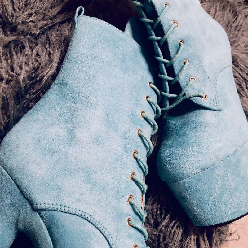 Hella Heels BabyDoll 7inch Boots - Baby Blue-Hella Heels-Pole Junkie