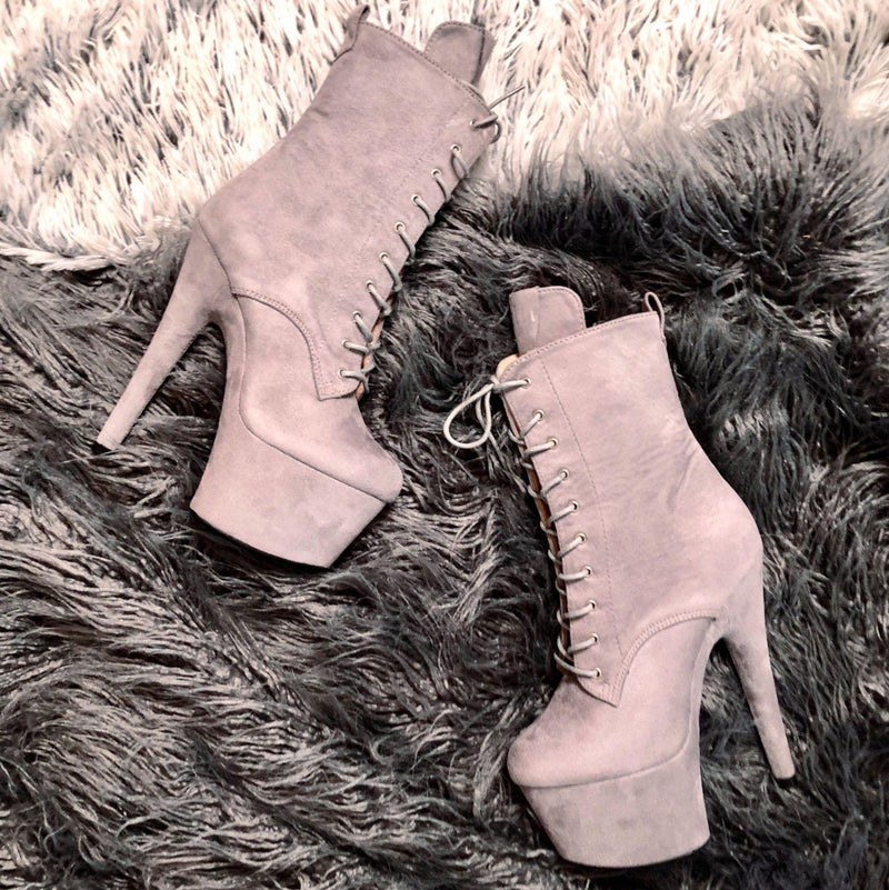 Hella Heels BabyDoll 7inch Boots - Light Grey-Hella Heels-Pole Junkie