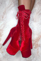 Hella Heels BabyDoll Velvet 7inch Boots - Bad Blood-Hella Heels-Pole Junkie