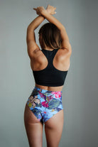 Pole Addict High Waisted Shorts - Tropical Flowers-Pole Addict-Pole Junkie