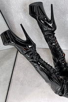 Hella Heels LipKit Thigh High 7inch Boots - Black Beatle-Hella Heels-Pole Junkie