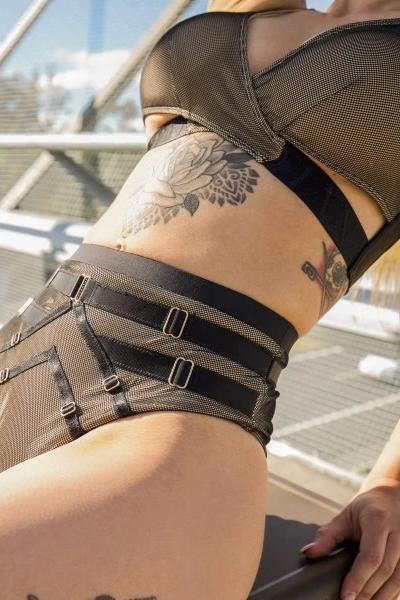 Tatiana Activewear Yuki Top - Black Mesh-Tatiana Activewear-Pole Junkie