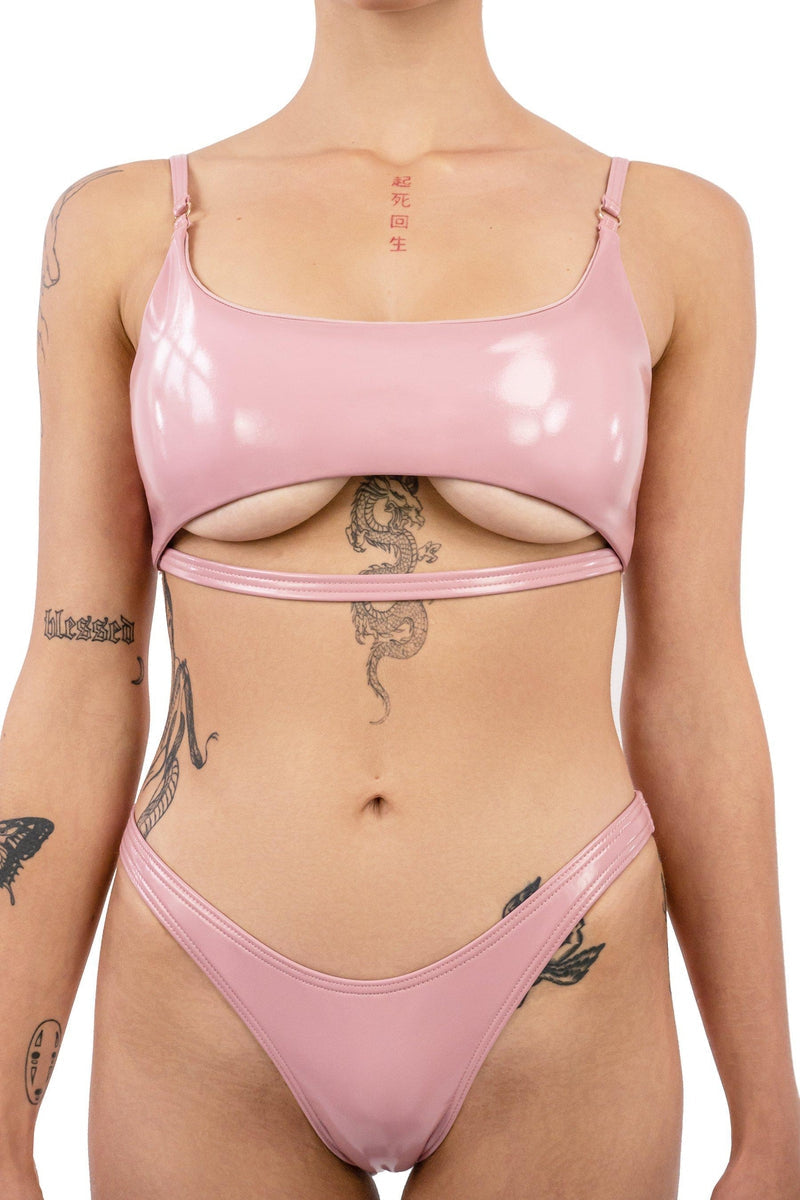 Naughty Thoughts Sinner Vinyl Underboob Top - Pink-Naughty Thoughts-Pole Junkie