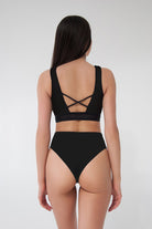 Pole Addict Mona High Leg Bottoms - Black-Pole Addict-Pole Junkie