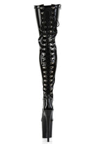 Pleaser USA Flamingo 3063 8inch Thigh High Pleaser Boots - Patent Black-Pleaser USA-Pole Junkie