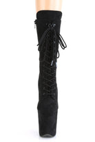 Pleaser USA Flamingo-1050FS Faux Suede 8inch Pleaser Boots - Black-Pleaser USA-Pole Junkie